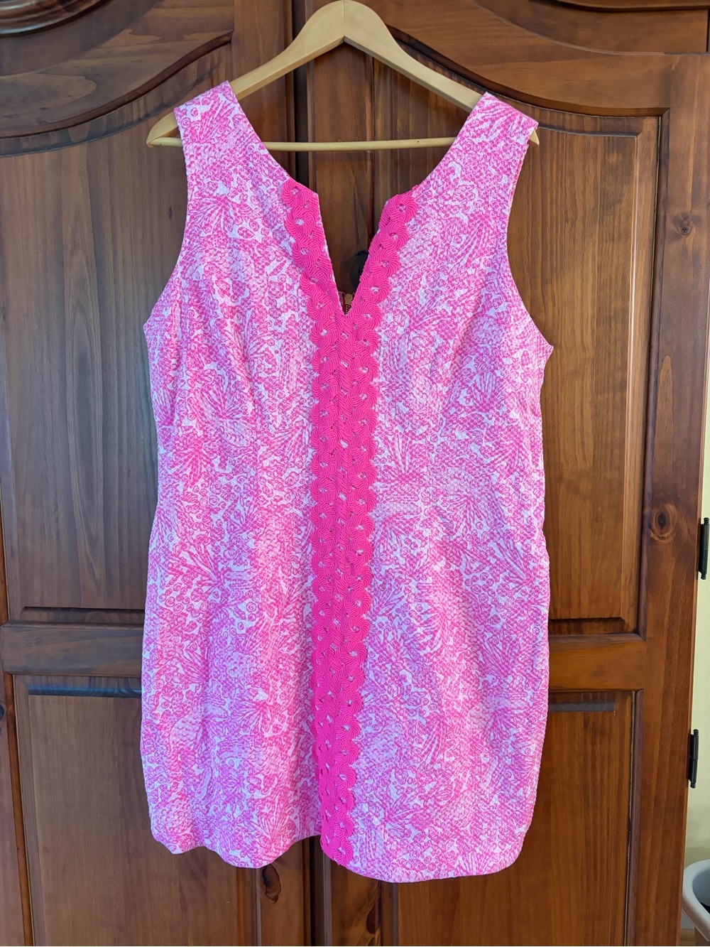 Lilly Pulitzer Hot Pink Floral Sleeveless Shift Dress Size 18 - Picture 2 of 6